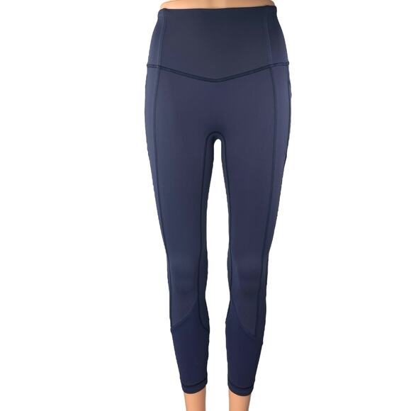 Lululemon Navy Blue Capri Yoga Workout Running Athletic Leggings Pants Size 2 - Picture 1 of 5